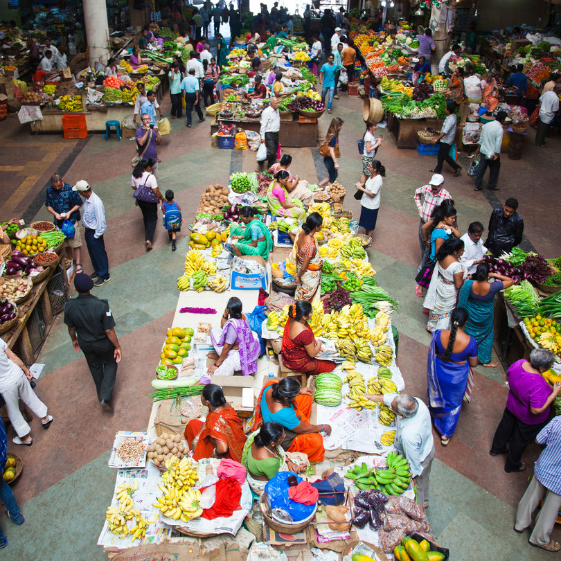 People buying vegetables from a vegetable market, Municipal Market, Panaji, North Goa, India