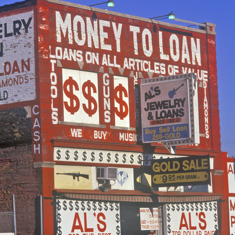 A pawnbroker's building in Detroit, Michigan.