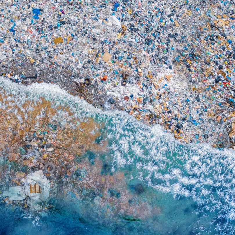 Pacific ocean and plastic waste